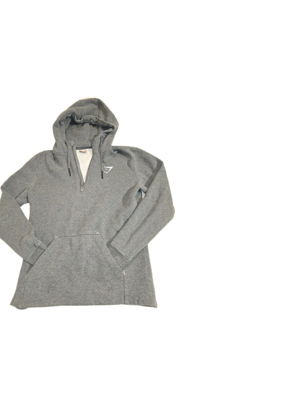 gymshark hoodie mens medium 1/4 Zip Gray Kangaroo Pocket Logo Skater Street Wear